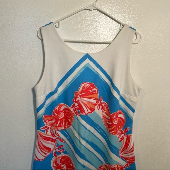 Lilly Pulitzer Callie for the Shell of it Dress Pool Blue Seashell Print L - Picture 4 of 14